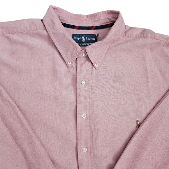 Ralph Lauren Men's Classic Fit Pink Long Sleeve Button Front Shirt Sz 3XB - Picture 3 of 12